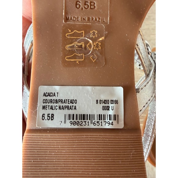 Schutz Acacia T Strap Flat Sandals Womens Metallic Silver 6.5B S0143003660002U - Picture 5 of 5